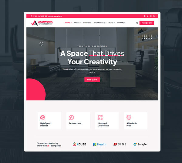 Coworking & Office Space WordPress Theme