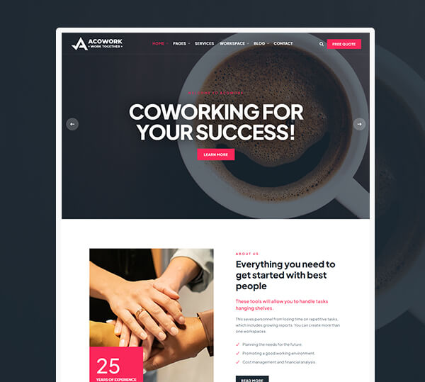 Coworking & Office Space WordPress Theme