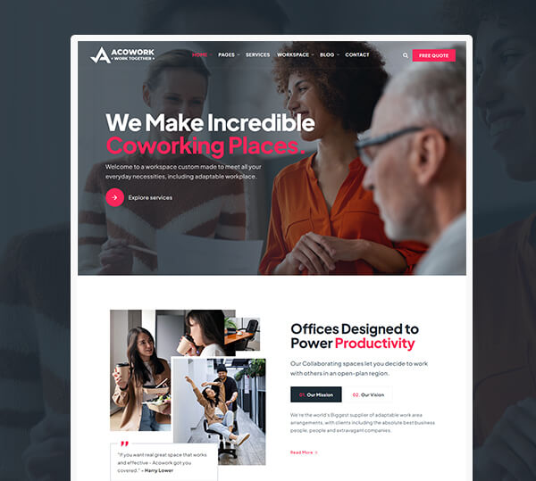 Coworking & Office Space WordPress Theme